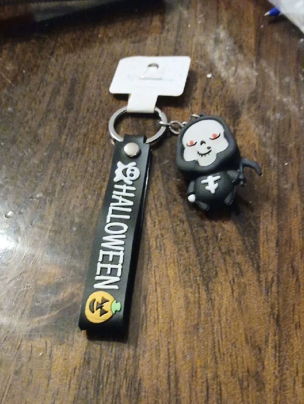 Halloween Skull Keychain Phone Charm - Black